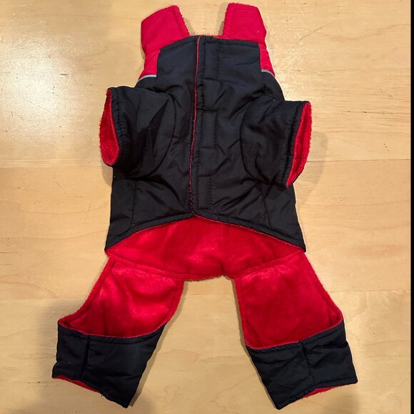 Top Paw Red & Black Fleece-Lined Dog Snowsuit Coat Size Small - Picture 2 of 9